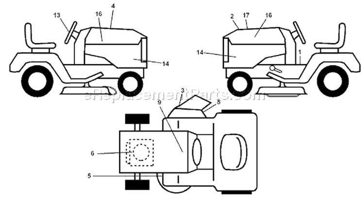 Page B Diagram and Parts List for 2454 YTH  96043003401 -2006-12 Husqvarna Lawn Tractor