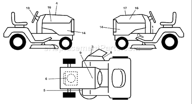 Page B Diagram and Parts List for 2454 YTH  96043003402 -2008-02 Husqvarna Lawn Tractor