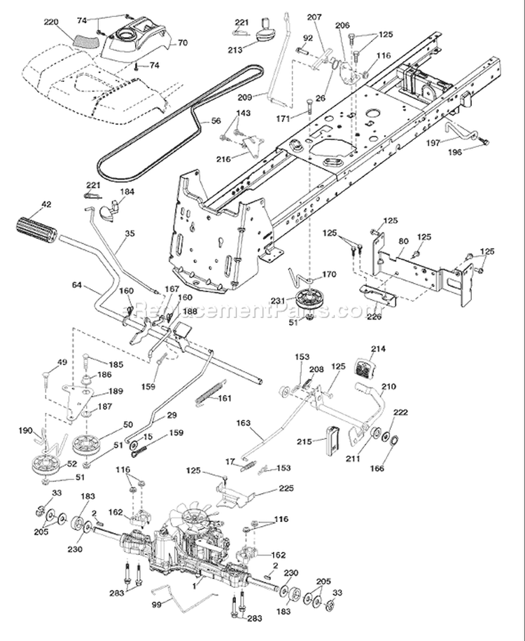 Page C Diagram and Parts List for 2454 YTH  96043003402 -2008-02 Husqvarna Lawn Tractor