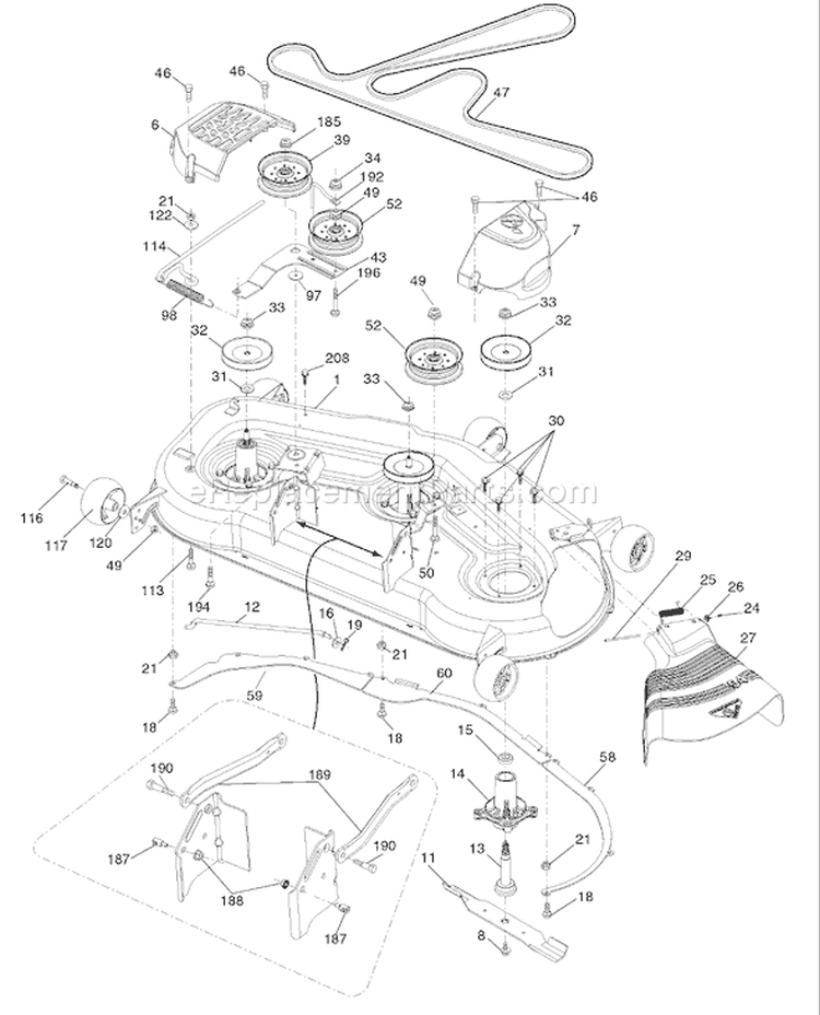 Page F Diagram and Parts List for 2454 YTH  96043003402 -2008-02 Husqvarna Lawn Tractor
