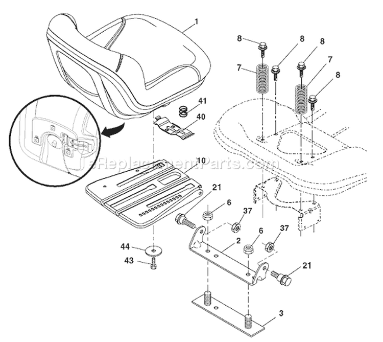 Page H Diagram and Parts List for 2454 YTH  96043003402 -2008-02 Husqvarna Lawn Tractor