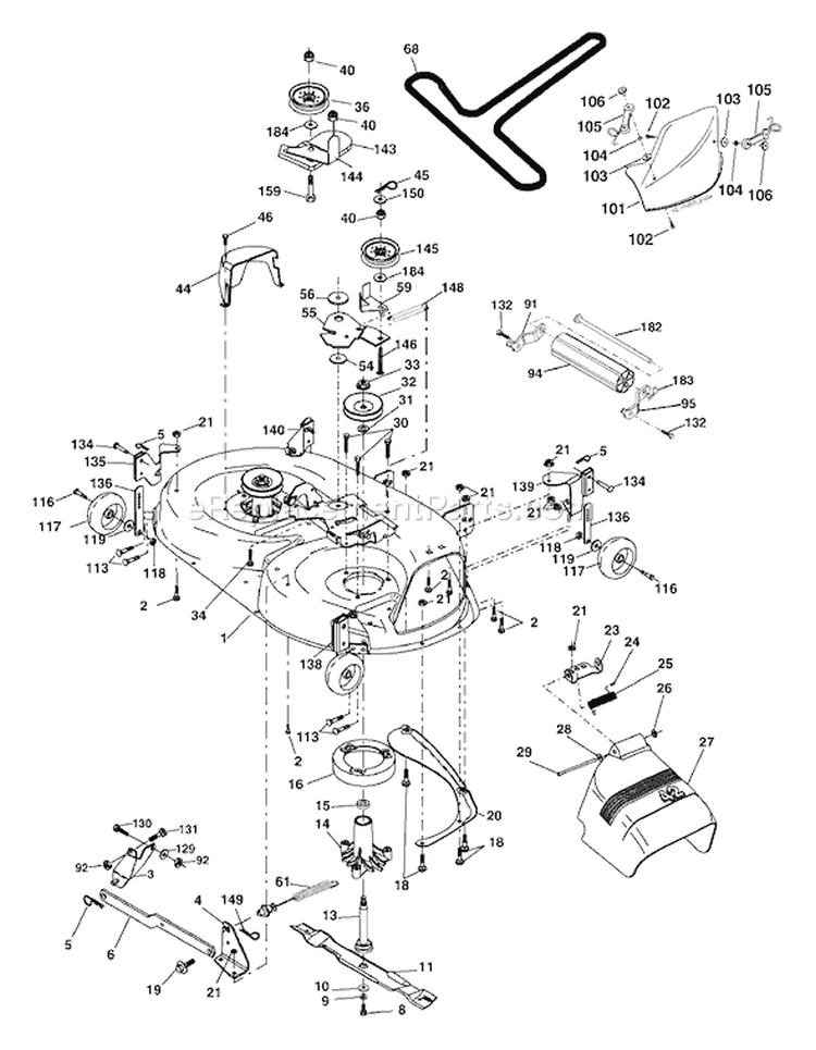 Page F Diagram and Parts List for YTKH 1542 XPC 954568465 -2004-03 Husqvarna Lawn Tractor