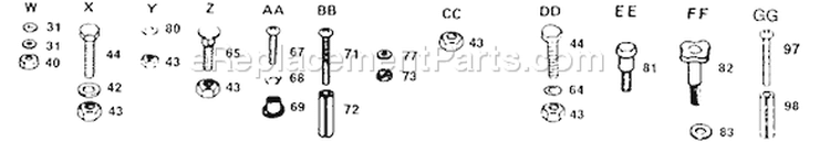 Page F Diagram and Parts List for YT120 YT 120 1990-01 Husqvarna Lawn Tractor