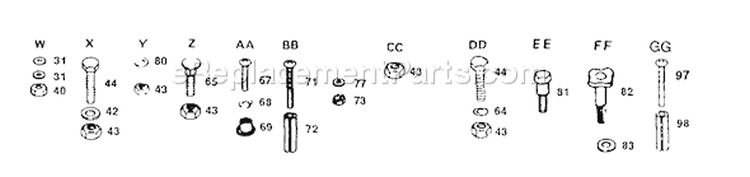 Page F Diagram and Parts List for YT120 YT 120 HVAR -1990-03 Husqvarna Lawn Tractor