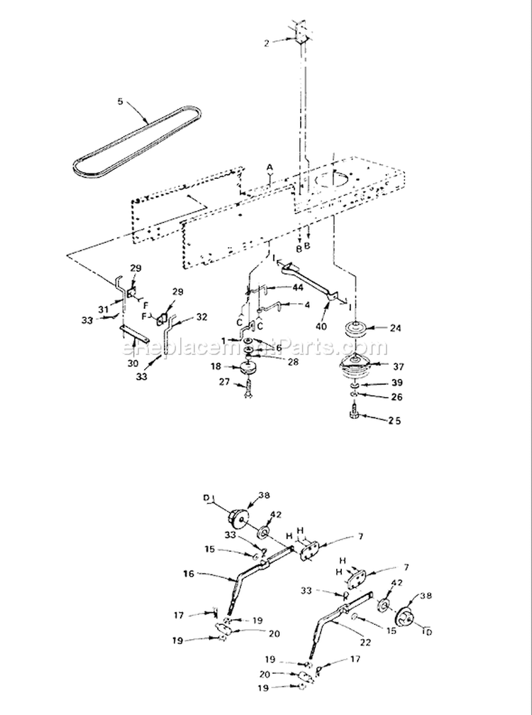 Page E Diagram and Parts List for YT125 YT 125 1990-01 Husqvarna Lawn Tractor