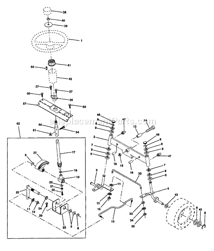 Page J Diagram and Parts List for YT150 YT 150 HCA -954840021 -1996-01 Husqvarna Lawn Tractor