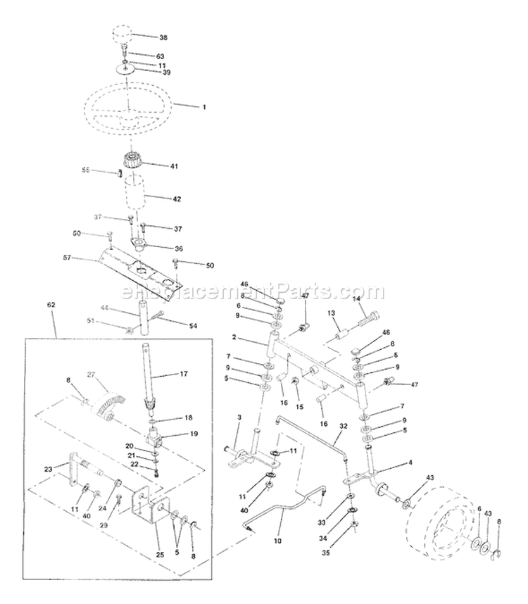 Page J Diagram and Parts List for YT150 YT 150 HCB -954840021 -1996-04 Husqvarna Lawn Tractor