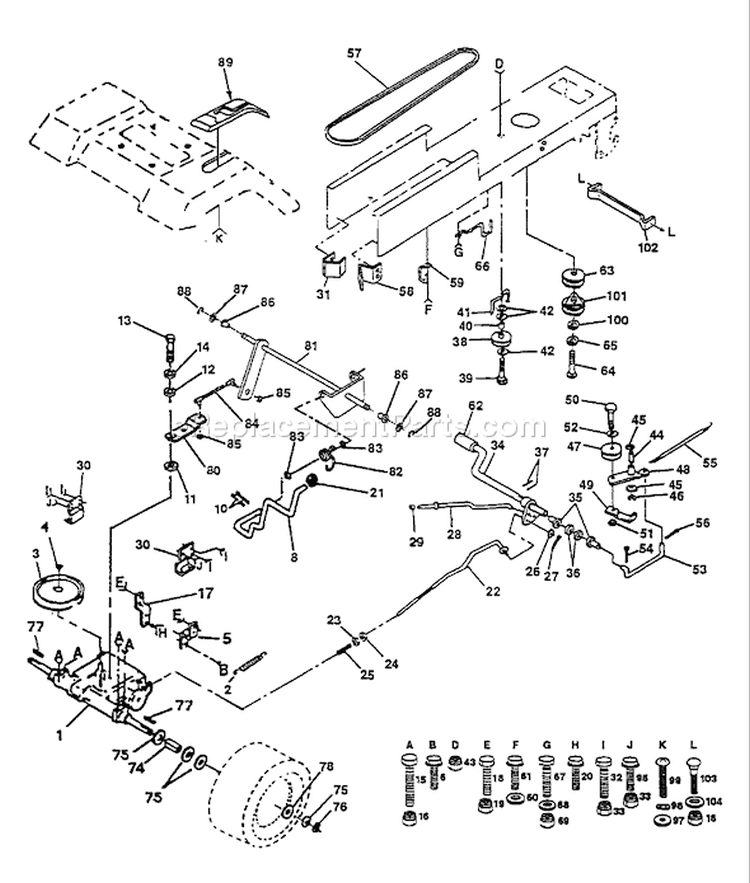 Page E Diagram and Parts List for YT160 YT 160 HU1642A -1993-01 Husqvarna Lawn Tractor