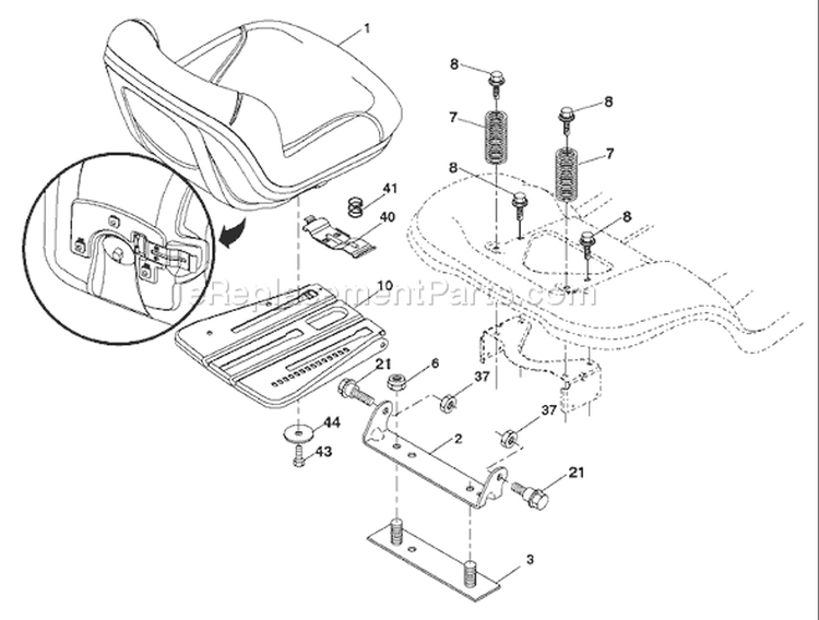 Page H Diagram and Parts List for YT1942T YT 1942 T 96043000300 -2006-05 Husqvarna Lawn Tractor