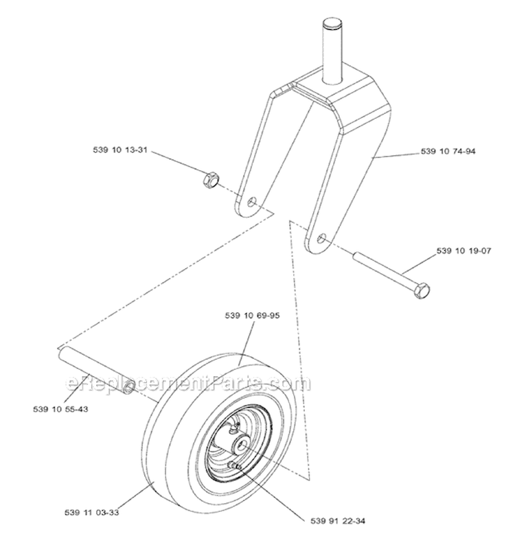 Caster Assembly Diagram and Parts List for Z4824 2006-03 - 968999303 Husqvarna Lawn Tractor