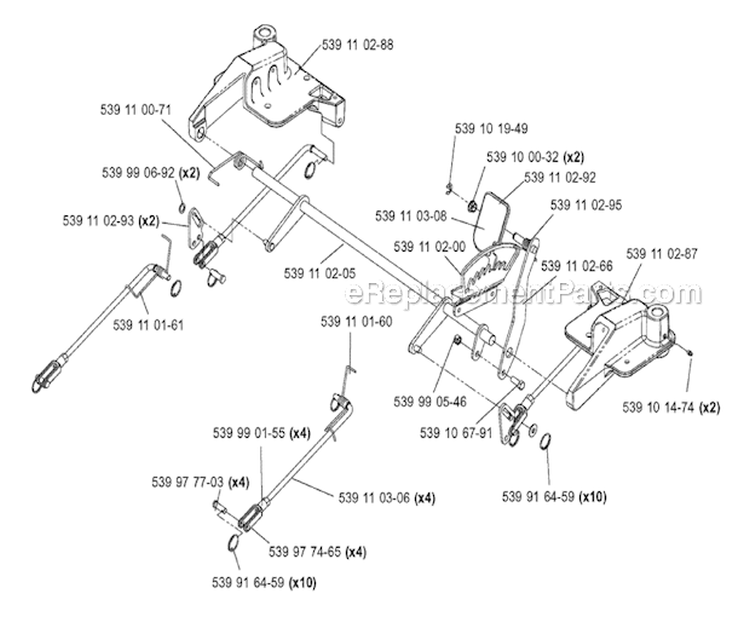 Mower LiftDeck Lift Diagram and Parts List for Z4824 2006-03 - 968999303 Husqvarna Lawn Tractor