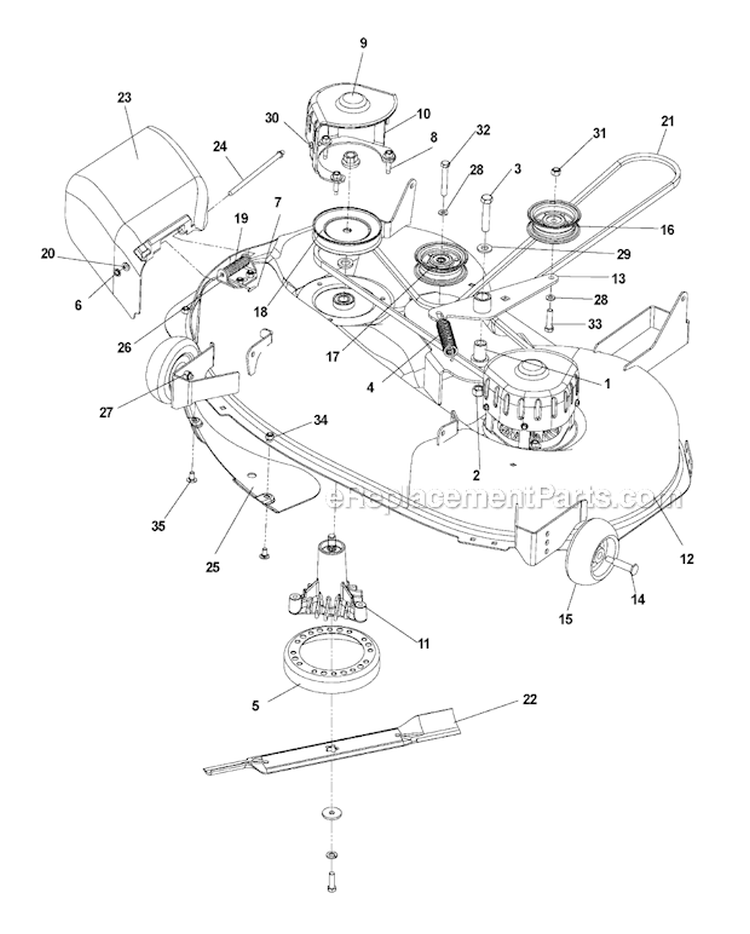 42 Deck Diagram and Parts List for Z4824 2009-06 - 968999512 Husqvarna Lawn Tractor