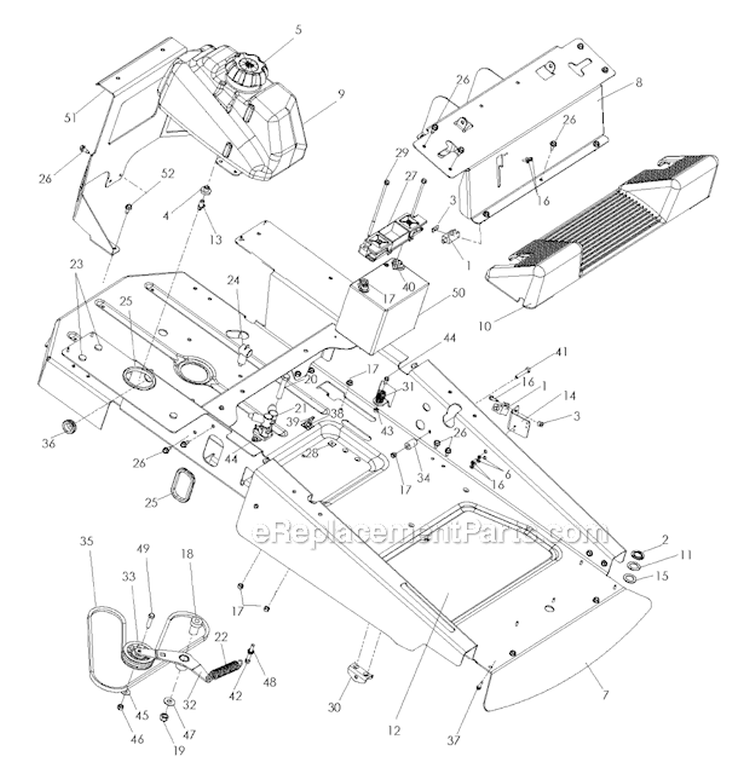 ChassisFrame For Units Before 0752Xxxxx Diagram and Parts List for Z4824 2012-07 - 968999512 Husqvarna Lawn Tractor