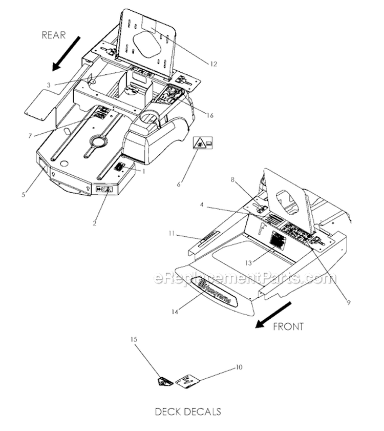 Decals Diagram and Parts List for Z4824 2012-07 - 968999512 Husqvarna Lawn Tractor