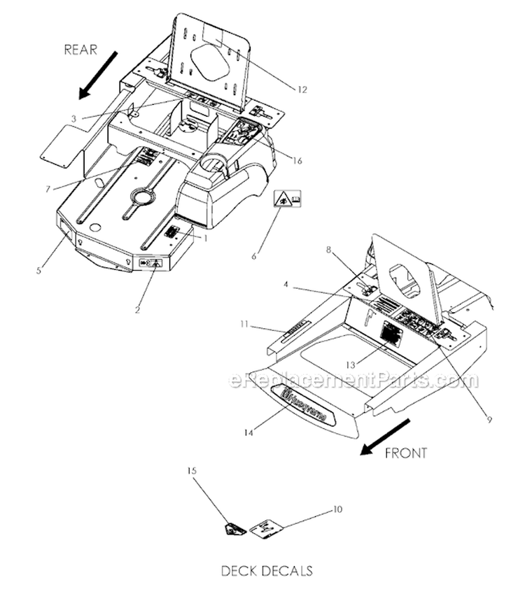 Decals Diagram and Parts List for Z5426 2012-07 - 968999508 Husqvarna Lawn Tractor