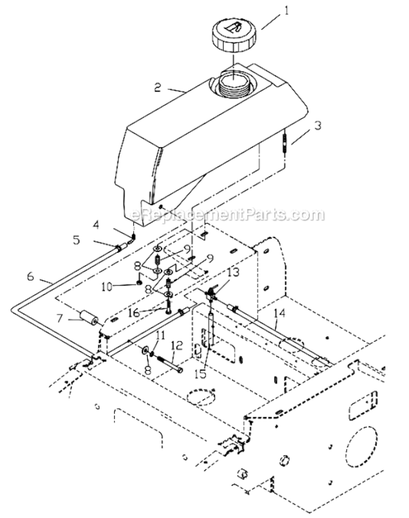 Fuel_Assembly Diagram and Parts List for ZTH6123KAA 968999203 Husqvarna Lawn Mower