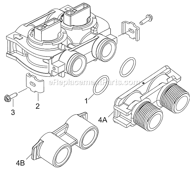Bypass Valve Assembly (Plastic) Diagram and Parts List for 5600SXT  Hydrotech Water Softener