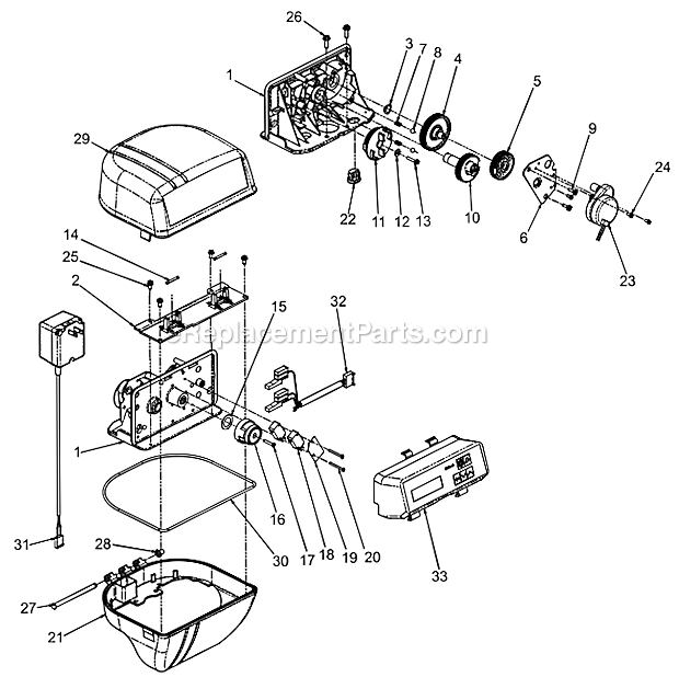 Powerhead Assembly Diagram and Parts List for 6700XTR Downflow Hydrotech Water Softener