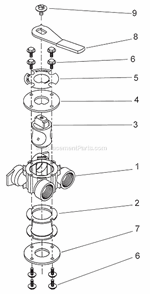 Bypass Valve Assembly (Metal) Diagram and Parts List for 5600SXT  Hydrotech Water Softener