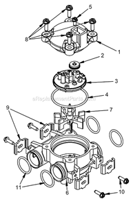 Meter Assembly Diagram and Parts List for 6700XTR Downflow Hydrotech Water Softener