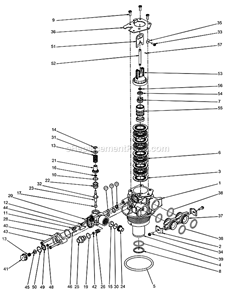 Control Valve Assembly Diagram and Parts List for 6700XTR Upflow Hydrotech Water Softener