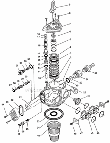 Part Location Diagram of 60705-00 Hydrotech Housing, Flow Control, Plastic