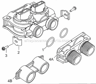 Bypass Valve Assembly (Plastic) Diagram and Parts List for PROFLOSXT Downflow Hydrotech Water Softener