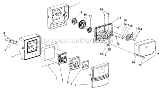 Powerhead Assembly Diagram and Parts List for PROFLOSXT Upflow Hydrotech Water Softener