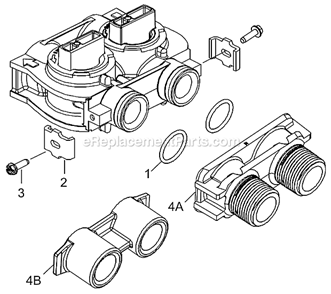Bypass Valve Assembly (Plastic) Diagram and Parts List for PROFLOSXT Upflow Hydrotech Water Softener