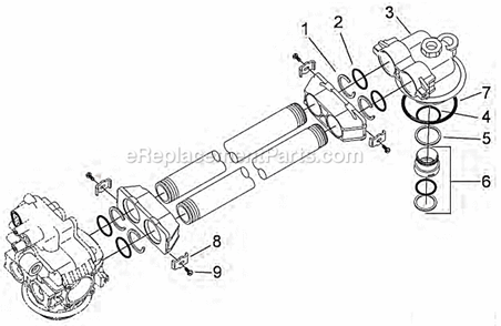 Second Tank Assembly Diagram and Parts List for TMI9100  Hydrotech Water Softener