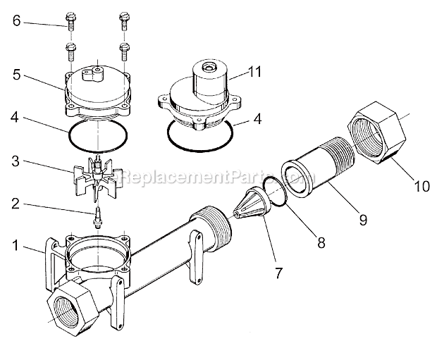 1 1/2" Meter Assembly Diagram and Parts List for TMI9500  Hydrotech Water Softener