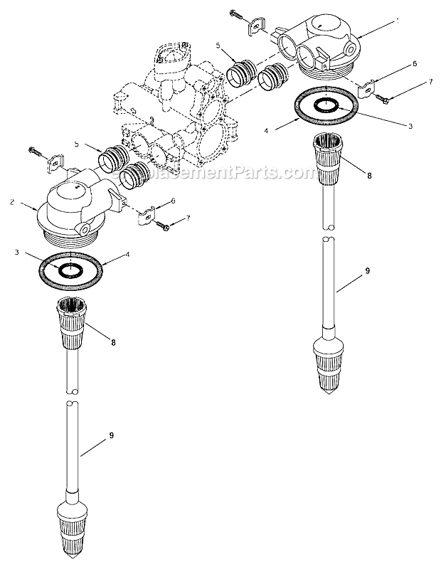 Tank Adapter Assembly Diagram and Parts List for TWINFLO100E  Hydrotech Water Softener
