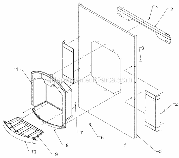 Front Panel Diagram and Parts List for CD-40030  Ice-O-Matic Ice Maker