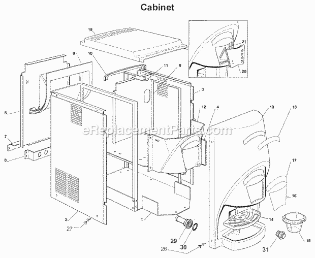 Cabinet Diagram and Parts List for EFD-270  Ice-O-Matic Ice Maker