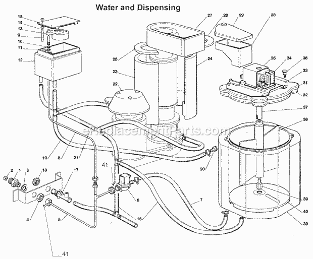 Water And Dispensing Diagram and Parts List for EFD-270  Ice-O-Matic Ice Maker