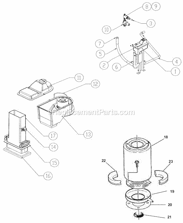 Down Chute - Water System Diagram and Parts List for GEM-0956  Ice-O-Matic Ice Maker