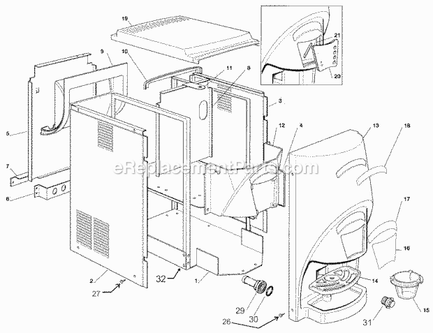 Cabinet Diagram and Parts List for GEMD-270  Ice-O-Matic Ice Maker