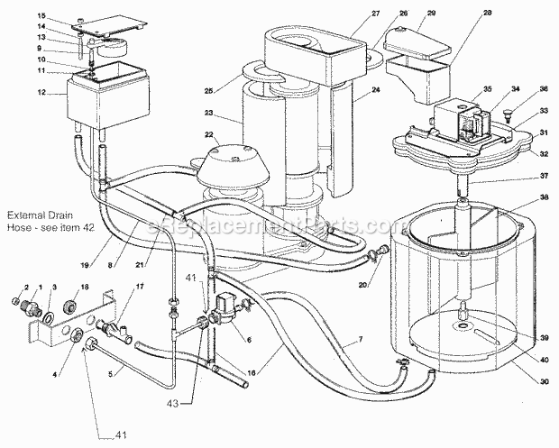 Water And Dispensing Diagram and Parts List for GEMD-270  Ice-O-Matic Ice Maker