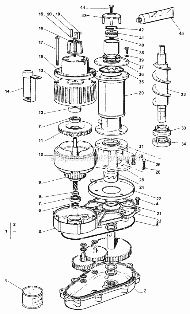 Auger Drive And Evaporator Diagram and Parts List for GEMD-270  Ice-O-Matic Ice Maker
