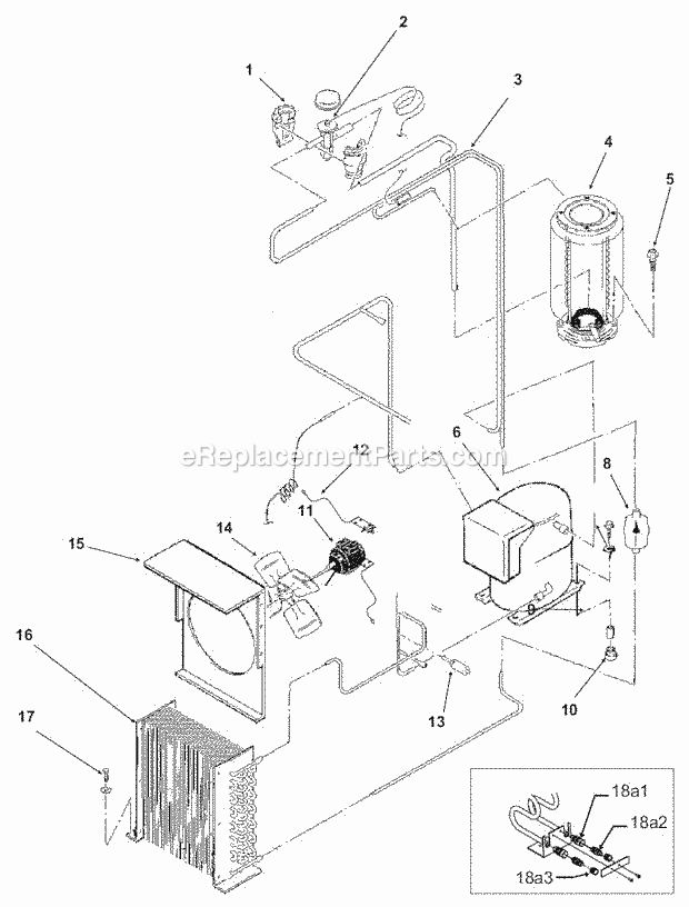 Air Cooled Refrigeration Diagram and Parts List for GEMD-520  Ice-O-Matic Ice Maker