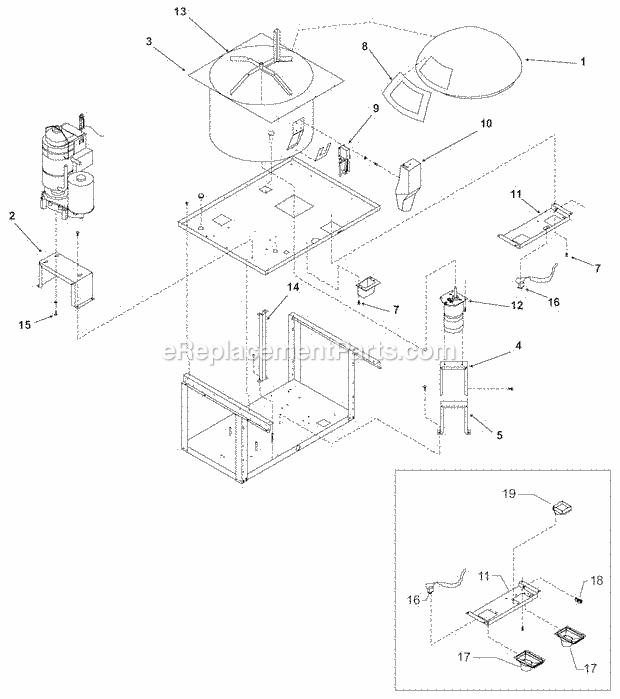 Hopper Diagram and Parts List for GEMD-790  Ice-O-Matic Ice Maker