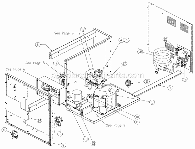 Water Cooled Diagram and Parts List for ICE-0520  Ice-O-Matic Ice Maker