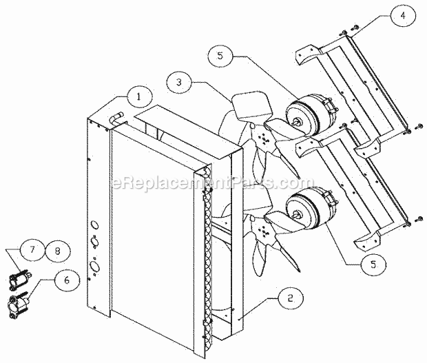Fan Assemblies Diagram and Parts List for ICE-0525  Ice-O-Matic Ice Maker