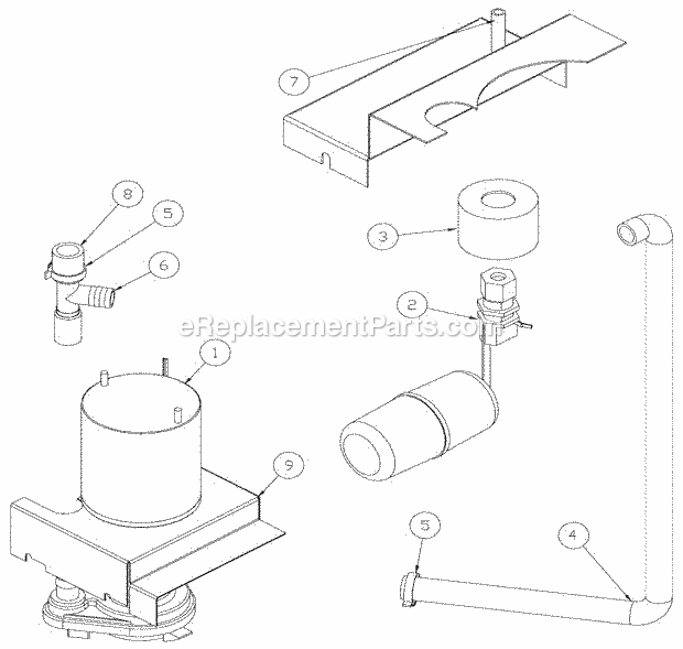 Water Pump/Float Diagram and Parts List for ICE-0525  Ice-O-Matic Ice Maker