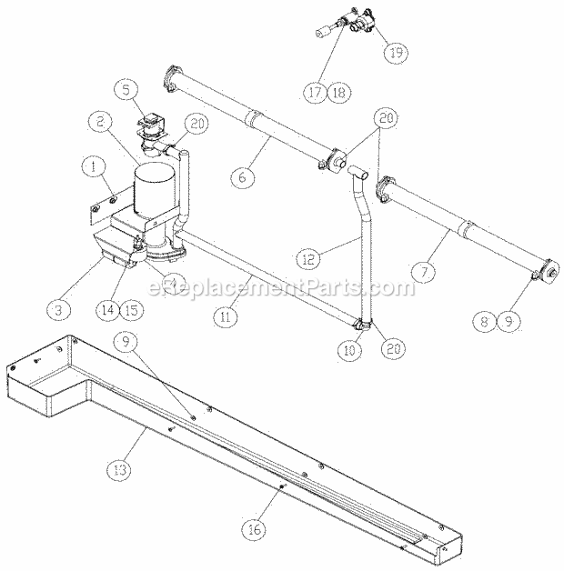 Water Pump/Float Diagram and Parts List for ICE-1407  Ice-O-Matic Ice Maker