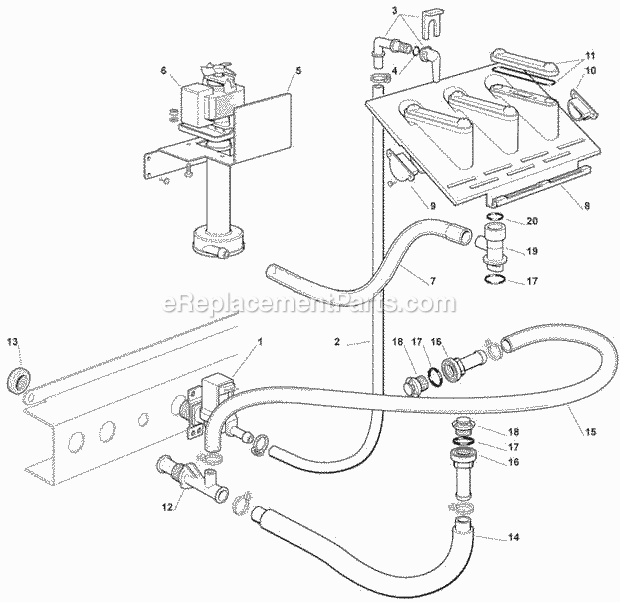 Water System Diagram and Parts List for ICEU-070  Ice-O-Matic Ice Maker