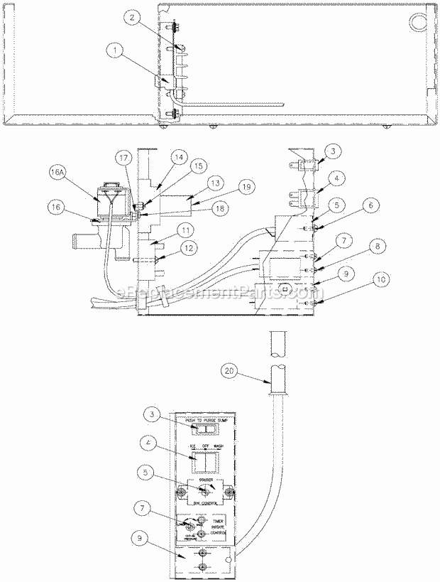 Control Box Assembly Diagram and Parts List for ICEU-200  Ice-O-Matic Ice Maker