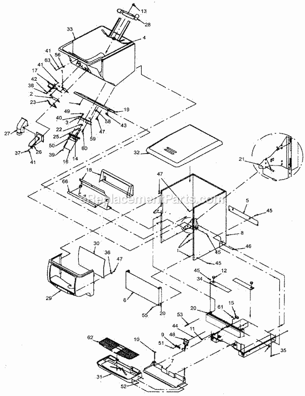 Cabinet And Dispenser Diagram and Parts List for IOD-200  Ice-O-Matic Ice Maker