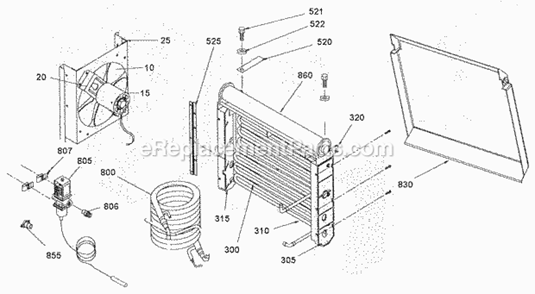 Page B Diagram and Parts List for ECP-556  Ice-O-Matic Ice Maker