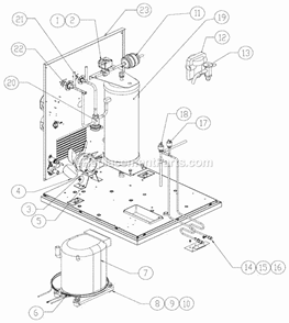 Remote/Compressor And Components Diagram and Parts List for GEM-0956  Ice-O-Matic Ice Maker